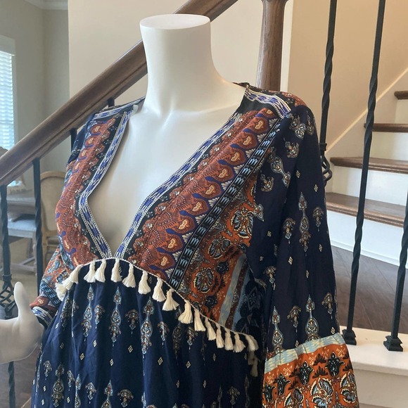 KORI AMERICA Paisley Flare Sleeve Trapeze Dress, size Medium - Picture 5 of 8